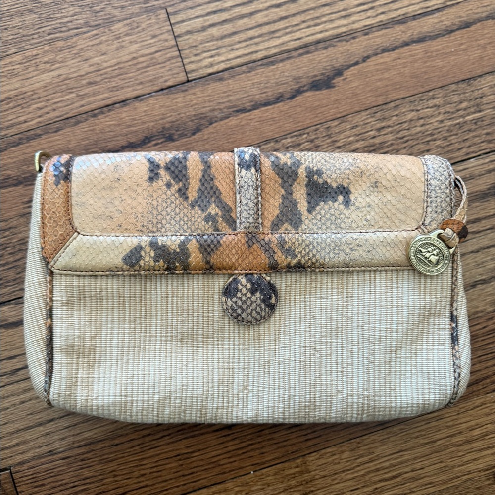 Brahmin snake skin clutch